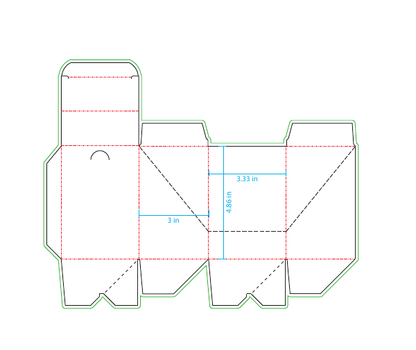 Flat dieline of a 10-pack card shipper