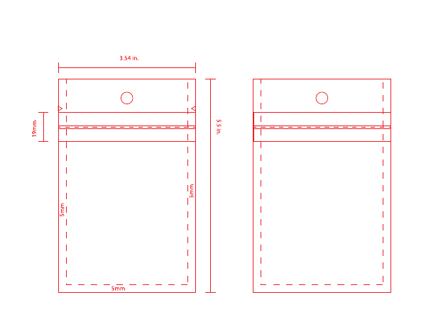Bag for the 10pk shipper for 5ct tablet bags dieline