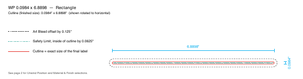 Rectangle label 0.0984 × 6.8898 dieline