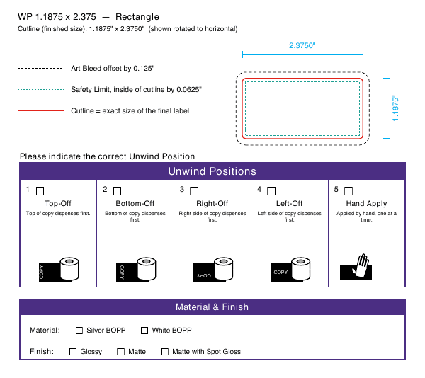 Rectangle label 1.1875 × 2.375 dieline