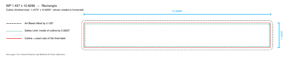 Rectangle label 1.437 × 10.6299 dieline