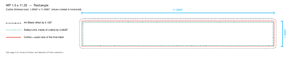 Rectangle label 1.5 × 11.25 dieline