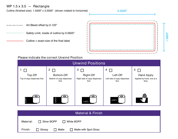 Rectangle label 1.5 × 3.5 dieline