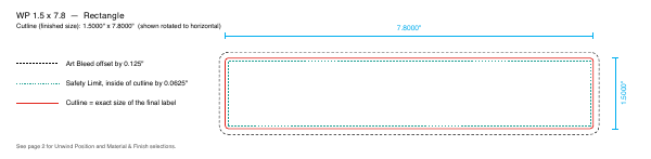 Rectangle label 1.5 × 7.8 dieline