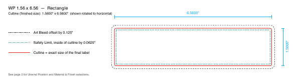 Rectangle label 1.56 × 6.56 dieline