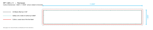 Rectangle label 1.625 × 11 dieline