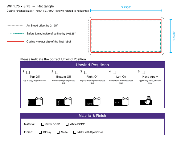 Rectangle label 1.75 × 3.75 dieline
