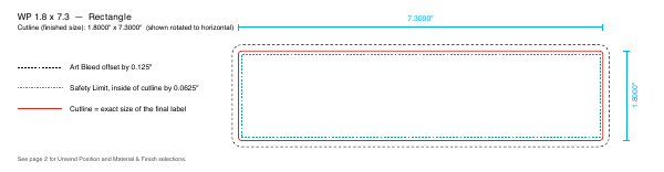 Rectangle label 1.8 × 7.3 dieline