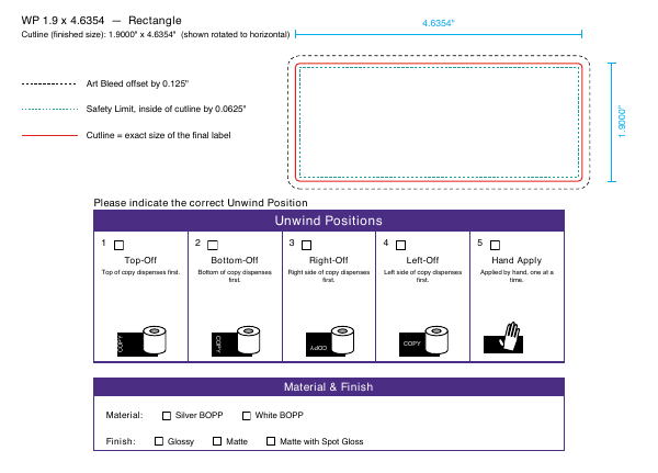 Rectangle label 1.9 × 4.6354 dieline