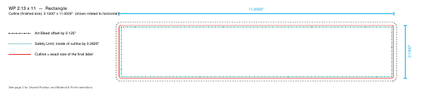 Rectangle label 2.13 × 11 dieline