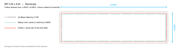 Rectangle label 2.25 × 8.25 dieline