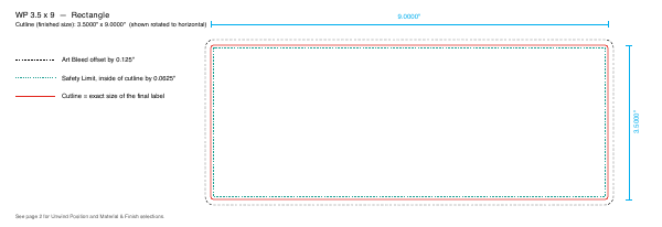 Rectangle label 3.5 × 9 dieline