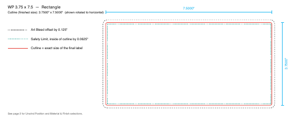 Rectangle label 3.75 × 7.5 dieline