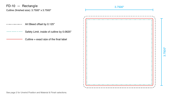 Rectangle label FD-10 dieline