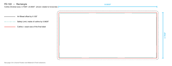Rectangle label FD-103 dieline