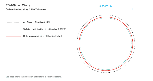 Circle label FD-108 dieline