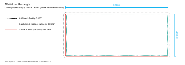 Rectangle label FD-109 dieline