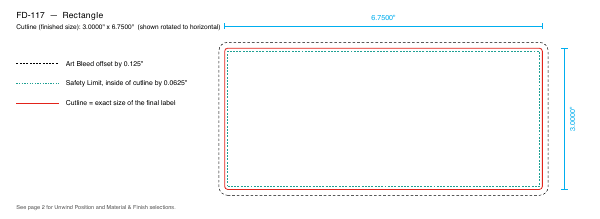 Rectangle label FD-117 dieline