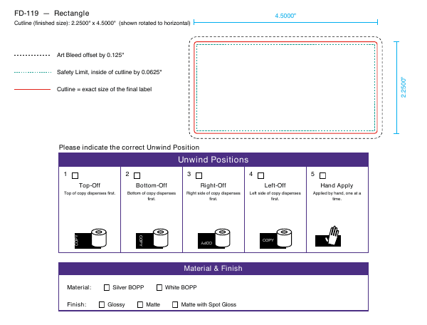 Rectangle label FD-119 dieline