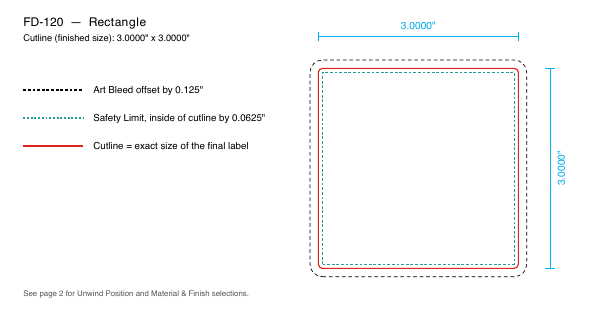 Rectangle label FD-120 dieline