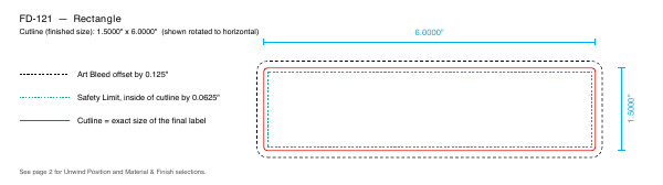 Rectangle label FD-121 dieline