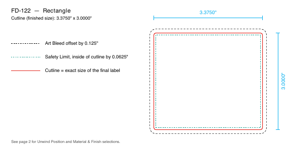 Rectangle label FD-122 dieline