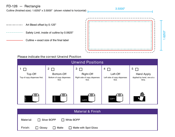 Rectangle label FD-126 dieline