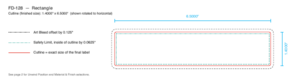 Rectangle label FD-128 dieline