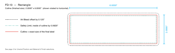 Rectangle label FD-13 dieline