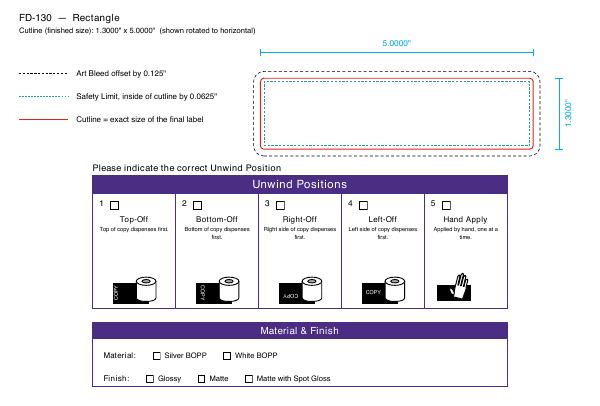 Rectangle label FD-130 dieline
