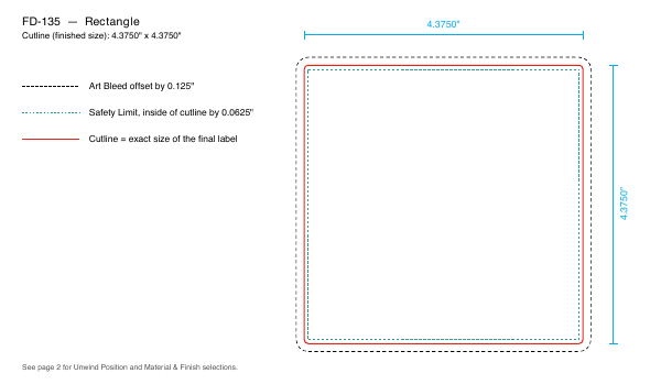 Rectangle label FD-135 dieline