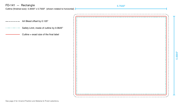 Rectangle label FD-141 dieline