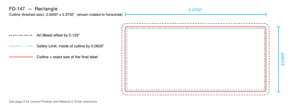 Rectangle label FD-147 dieline