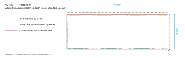 Rectangle label FD-152 dieline