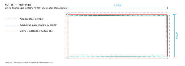 Rectangle label FD-156 dieline