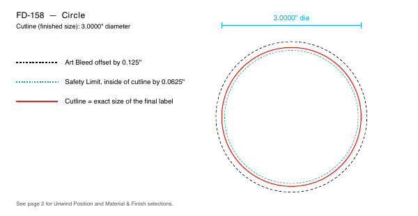 Circle label FD-158 dieline