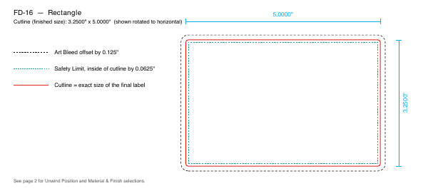 Rectangle label FD-16 dieline