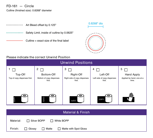 Circle label FD-161 dieline