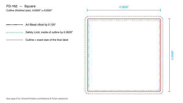 Square label FD-162 dieline