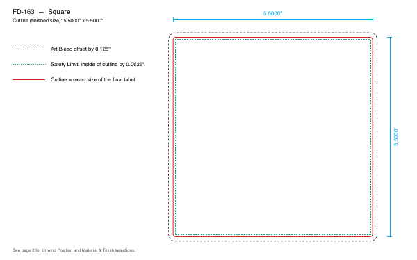 Square label FD-163 dieline