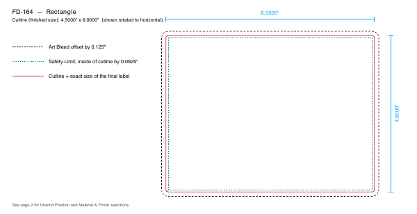 Rectangle label FD-164 dieline