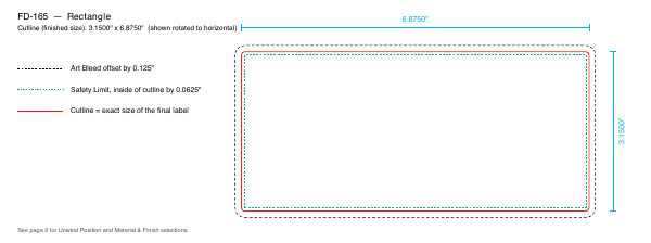 Rectangle label FD-165 dieline