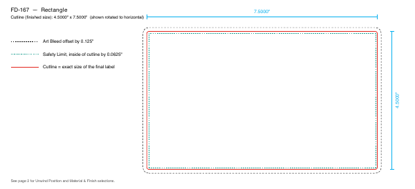 Rectangle label FD-167 dieline