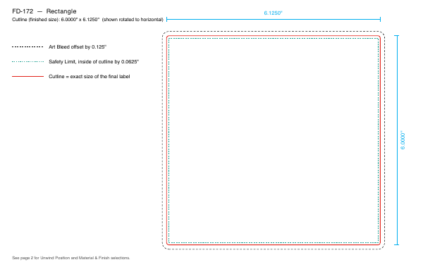 Rectangle label FD-172 dieline