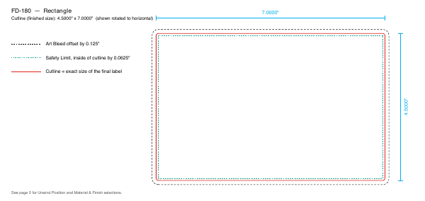 Rectangle label FD-180 dieline