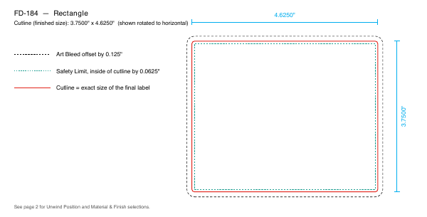 Rectangle label FD-184 dieline