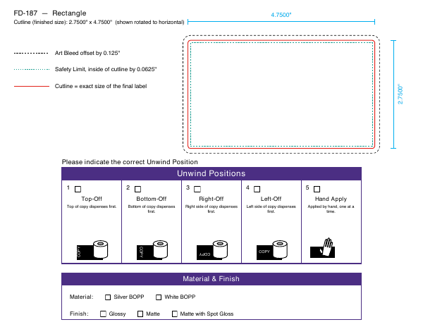 Rectangle label FD-187 dieline
