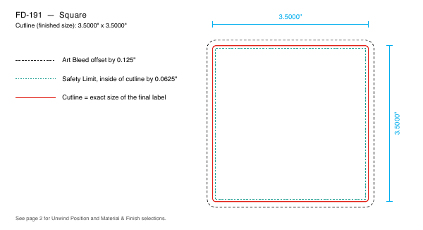 Square label FD-191 dieline