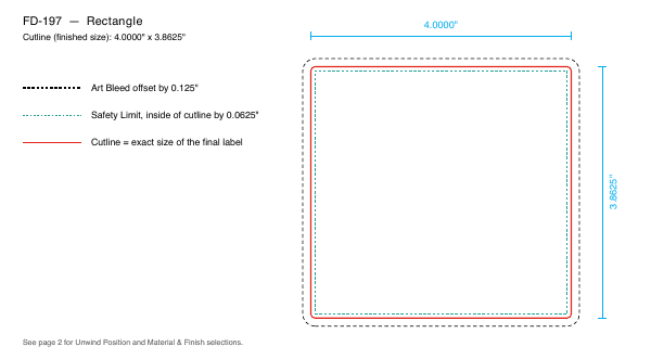 Rectangle label FD-197 dieline