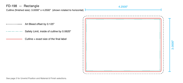 Rectangle label FD-198 dieline